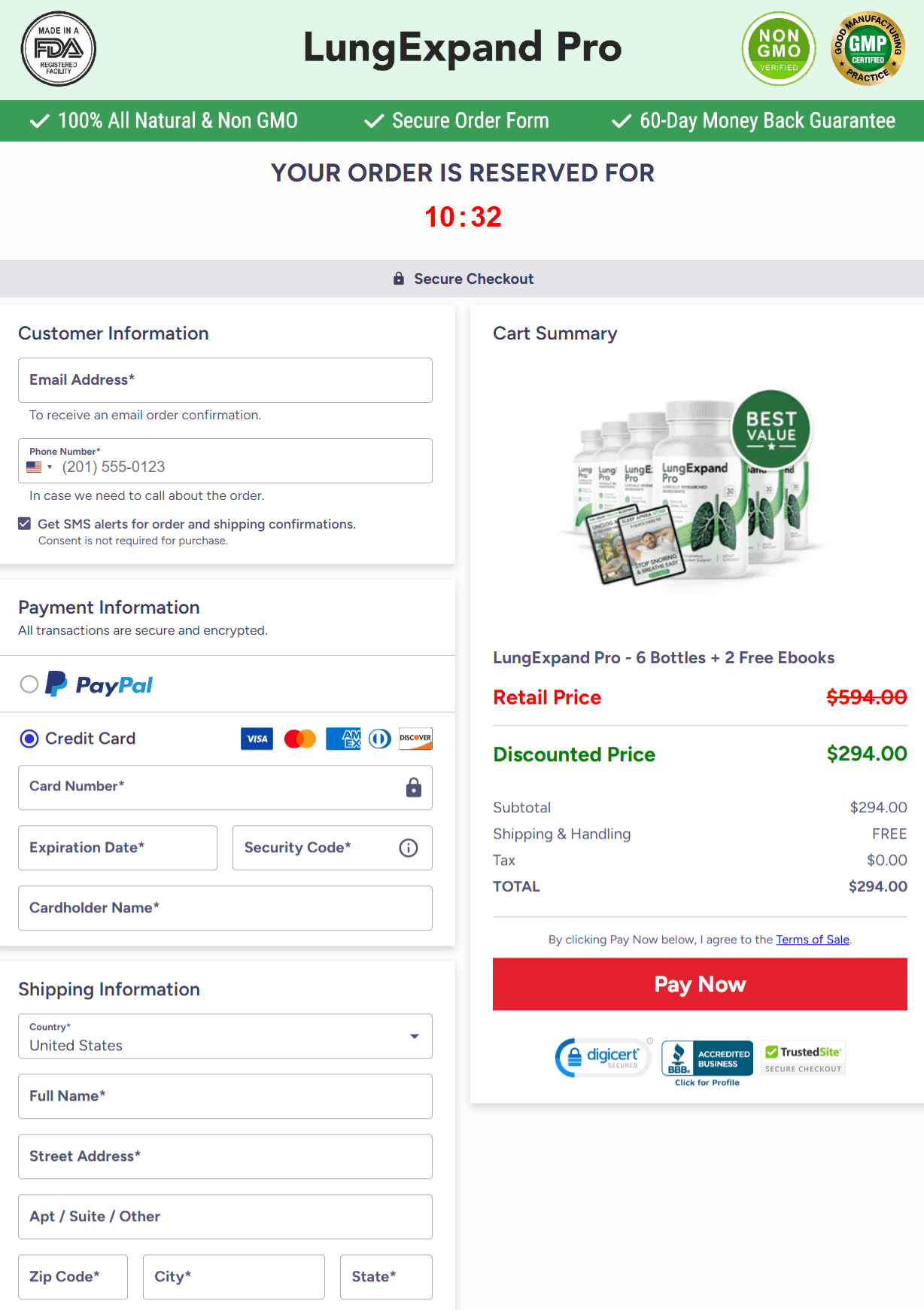 LungExpand Checkout page
